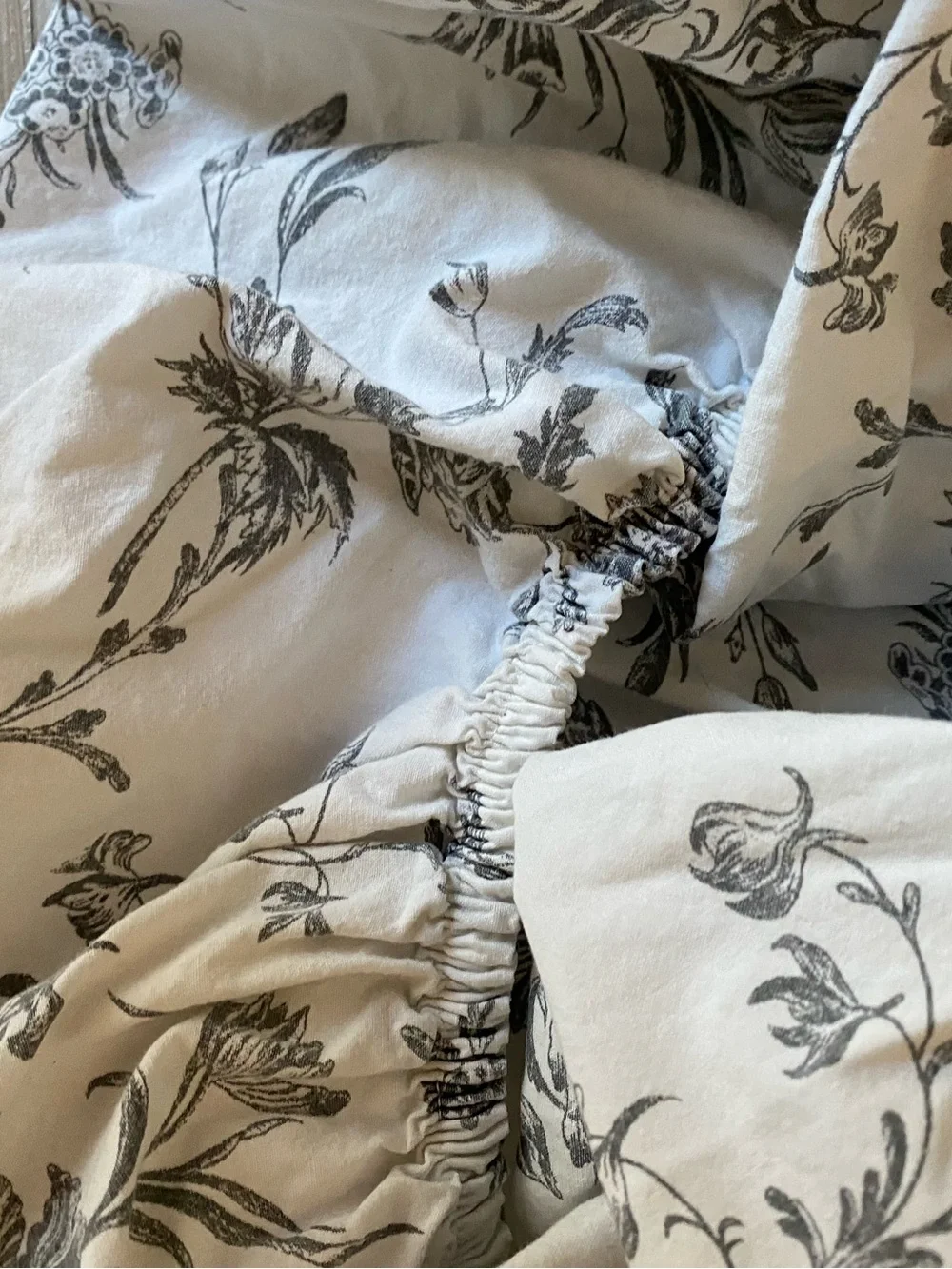 Ikea black grey white Floral fitted sheet Floral Print size Full